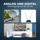 3-fach Sat Splitter 60dB Verstärker I Antennenverteiler Weiche DVB-S2 DVB-T2 Weiche mit Antennenverstärker für 3D 4K HDTV