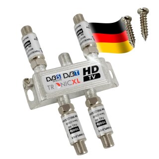 4-fach Sat Splitter 80dB Verstärker Antennenverteiler Weiche DVB-S2 DVB-T2 Signalverstärker Antennenverstärker