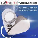 Juwelier Lupe mit LED Leuchte + UV Mikroskop TASCHENLUPE FALTBAR Uhrmacher Juwelierlupe Taschenmikroskop