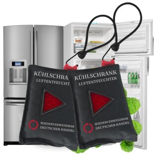 2x Kühlschrank Luftentfeuchter mit Hänger Feuchtigkeitsabsorber Kissen wiederverwendbar - Zubehör Kondenswasser Stop Entfeuchterbeutel Luft Entfeuchter Granulat kompatibel mit AEG Bosch Miele #1
