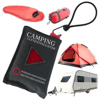 Camping Luftentfeuchter mit Hänger für Zelt Caravan Schlafsack Feuchtigkeitsabsorber wiederverwendbar - Zubehör Kondenswasser Stop Luft Entfeuchter Feuchtigkeit vermeiden