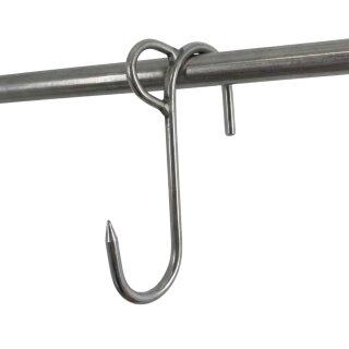 1 Metzgerhaken mit Ring Öse S-Haken Edelstahl groß für Seilwinde Schiene Hook Tragkraft 120kg