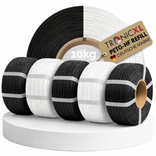 10kg passend für Bambu Lab Refill Filament PETG-HF I 10x 1kg Spule 3D Drucker kompatibel mit Bambulab Leerspule Mit Notch für AMS AMS2 P2S, H2D, H2S, X1C, P1S, A1, P1P, A1 mini Weiss