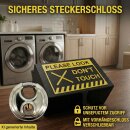 Steckerschloss Waschmaschine I Made in Germany I Steckersafe Sicherheitsbox passend für Schukostecker & Eurostecker Schutz vor unberechtigtem Zugriff TV Trockner Küche (Schwarz Gelb mit Schloss)