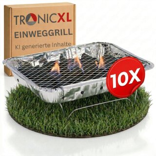 10 Stück Einweg Holzkohlegrill I Schnellstart Sofort Grill für unterwegs Festival Reisen Grillen ca. 1,5 Stunden Brenndauer  Mit Grillrost und Ständer