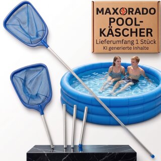 Pool Kescher 1,6m lang mit Stange für Laub Schmutz Algen I Reinigung für Schwimmbecken, Spas, Whirlpool, Stahlrahmen Pools & Co.