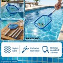 Pool Kescher 1,6m lang mit Stange für Laub Schmutz Algen I Reinigung für Schwimmbecken, Spas, Whirlpool, Stahlrahmen Pools & Co.