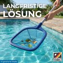 Pool Kescher 1,6m lang mit Stange für Laub Schmutz Algen I Reinigung für Schwimmbecken, Spas, Whirlpool, Stahlrahmen Pools & Co.