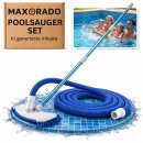 Poolsauger Bodensauger Düse + Schlauch + 2,4m Teleskopstange zur Reinigung von Pool Schwimmbecken Spa Bodenreiniger Saugbürste