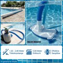 Poolsauger Bodensauger Düse + Schlauch + 2,4m Teleskopstange zur Reinigung von Pool Schwimmbecken Spa Bodenreiniger Saugbürste