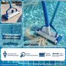 Poolbürste Profi 35cm extra schwer mit 38mm Sauganschluss aus Aluminium mit 4 Rädern, Schwere Pool Bodensaugerbürste Bodensauger für Aufstellpool Einbaupool Schwimmbad für Teleskopstange