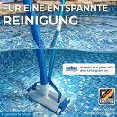 Poolbürste Profi 35cm extra schwer mit 38mm Sauganschluss aus Aluminium mit 4 Rädern, Schwere Pool Bodensaugerbürste Bodensauger für Aufstellpool Einbaupool Schwimmbad für Teleskopstange