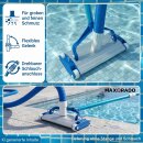 Poolbürste Profi 35cm extra schwer mit 38mm Sauganschluss aus Aluminium mit 4 Rädern, Schwere Pool Bodensaugerbürste Bodensauger für Aufstellpool Einbaupool Schwimmbad für Teleskopstange