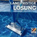 Poolbürste Profi 35cm extra schwer mit 38mm Sauganschluss aus Aluminium mit 4 Rädern, Schwere Pool Bodensaugerbürste Bodensauger für Aufstellpool Einbaupool Schwimmbad für Teleskopstange
