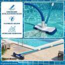 Poolsauger Bodensauger Düse + Kescher + Besen + Schlauch + 2,4m Teleskopstange zur Reinigung von Pool Schwimmbecken