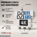 60dB Signalverstärker mit 3-fach Sat Splitter Antennenverteiler DVB-S2 DVB-T2 Antenne
