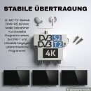 60dB Signalverstärker mit 3-fach Sat Splitter Antennenverteiler DVB-S2 DVB-T2 Antenne