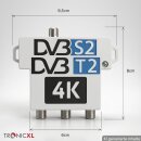 60dB Signalverstärker mit 3-fach Sat Splitter Antennenverteiler DVB-S2 DVB-T2 Antenne