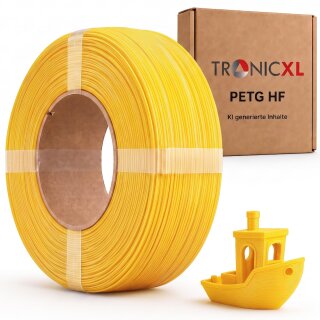 1kg Refill Filament PETG-HF GELB passend für Bambu Lab 3D Drucker kompatibel mit Bambulab Leerspule (Mit Notch) AMS AMS2 P2S, H2D, H2S, X1C, P1S, A1, P1P, A1 mini (Gelb)