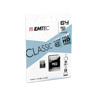 microSDHC 64GB Class10 Classic inkl. Adapter Speicherkarte für Smartphone Kamera