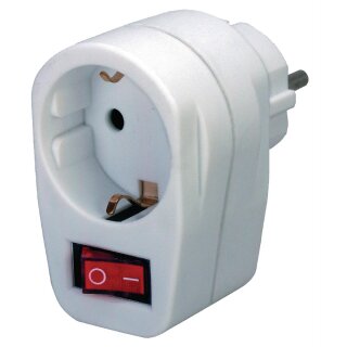 Steckdosenadapter mit Ein / Aus-Schalter F (CEE 7/3) Weiss