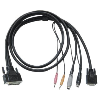KVM-Kabel VGA male / 2x PS/2-Stecker / 2x 3.5 mm male - D-Sub Stecker 25-polig 10.0 m