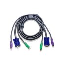 Aten KVM Kabel VGA Stecker 2x PS/2 Stecker - VGA Buchse 2x PS2 Anschluss Adapter 1,8m