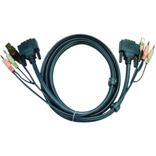 KVM-Kabel DVI-D 24+1p Stecker / USB A male / 2x 3.5 mm male - DVI-D 24+1p Stecker / USB A male / 2x 3.5 mm male 1.8 m