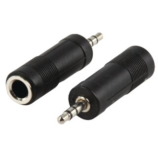Stereo-Audio-Adapter 3.5 mm male - 6.35 mm female Schwarz