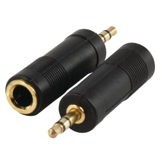 Stereo-Audio-Adapter 3.5 mm male - 6.35 mm female Schwarz