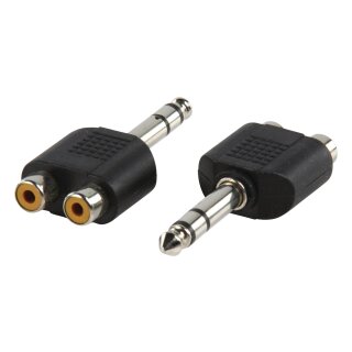 Stereo-Audio-Adapter 6.35 mm male - 2x RCA female Schwarz