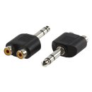 Stereo-Audio-Adapter 6.35 mm male - 2x RCA female Schwarz