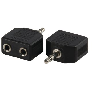 Stereo-Audio-Adapter 3.5 mm male - 2x 3.5 mm female Schwarz