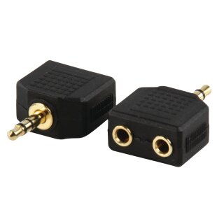 Stereo-Audio-Adapter 3.5 mm male - 2x 3.5 mm female Schwarz