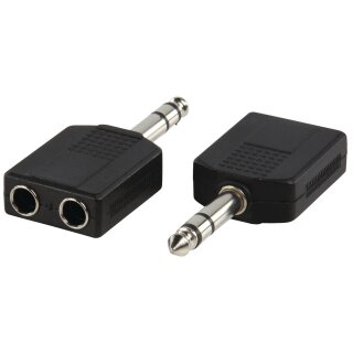 Stereo-Audio-Adapter 6.35 mm male - 2x 6.35 mm female Schwarz