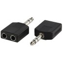 Stereo-Audio-Adapter 6.35 mm male - 2x 6.35 mm female Schwarz