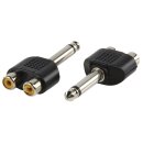 Mono-Audio-Adapter 6.35 mm male - 2x RCA female Schwarz