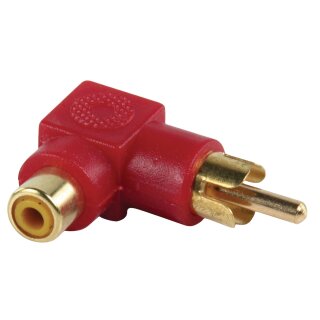 Stereo-Audio-Adapter 90° abgewinkelt RCA male - RCA female Rot