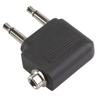 Stereo-Audio-Adapter 90° abgewinkelt 2x 3.5 mm male - 3.5 mm female Schwarz