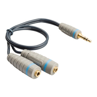 Stereo-Audiokabel 3.5 mm male - 2x 3.5 mm female 0.20 m Blau