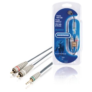 Stereo-Audiokabel 3.5 mm male - 2x RCA male 1.00 m Blau