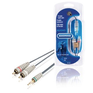 Stereo-Audiokabel 3.5 mm male - 2x RCA male 2.00 m Blau