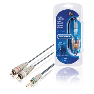 Stereo-Audiokabel 3.5 mm male - 2x RCA male 10.0 m Blau