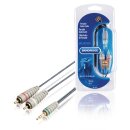 Stereo-Audiokabel 3.5 mm male - 2x RCA male 10.0 m Blau