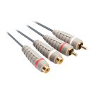Stereo-Audio-Verlängerungskabel 2x RCA male - 2x RCA female 1.00 m Blau