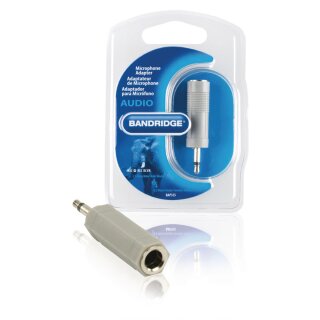 Mono-Audio-Adapter 3.5 mm male - 6.35 mm female Grau