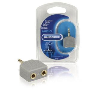 Stereo-Audio-Adapter 3.5 mm male - 2x 3.5 mm female Grau