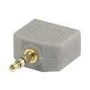 Stereo-Audio-Adapter 3.5 mm male - 2x 3.5 mm female Grau