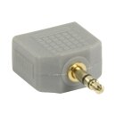 Stereo-Audio-Adapter 3.5 mm male - 2x 3.5 mm female Grau