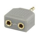 Stereo-Audio-Adapter 3.5 mm male - 2x 3.5 mm female Grau